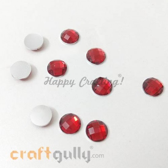 Rhinestones 8mm Round - Red - Pack of 30