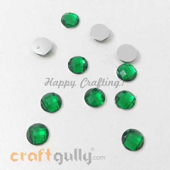 Rhinestones 8mm Round - Green - Pack of 30