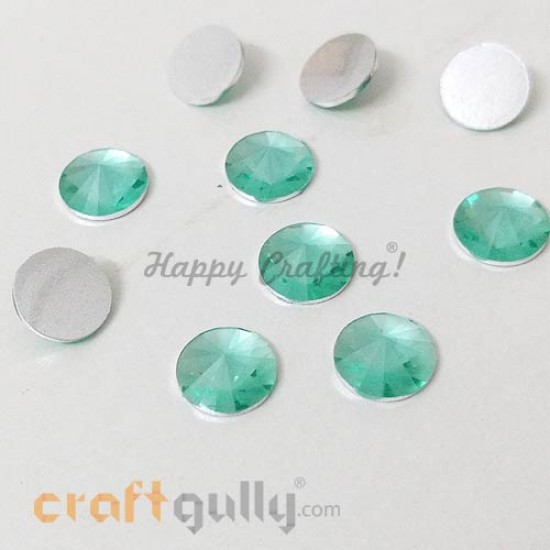 Rhinestones 10mm - Round Diamond Faceted - Teal - Pack of 10