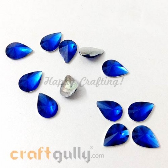 Rhinestones 10mm - Drop Diamond Faceted - Royal Blue - Pack of 10