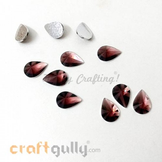 Rhinestones 10mm Drop Faceted - Burgundy - 50 pcs
