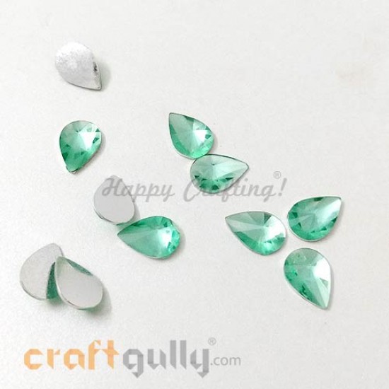 Rhinestones 10mm - Drop Diamond Faceted - Teal - Pack of 10