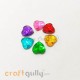 Rhinestones 7mm Heart Faceted - Assorted With Texture - Pack of 30