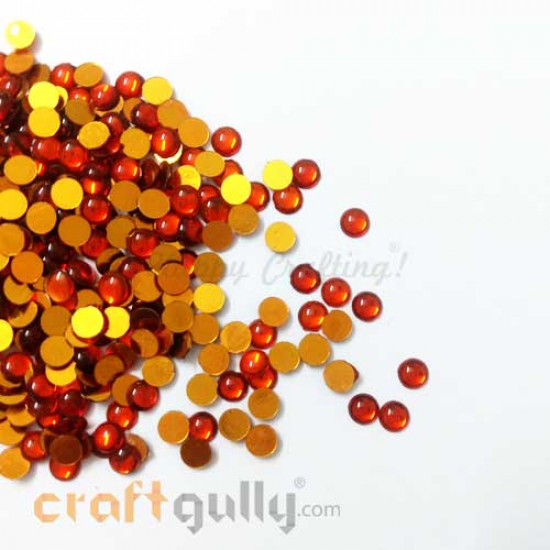 Kundan Stones 5mm Round - Orange - 10gms