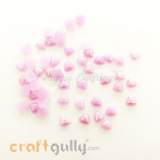 Flatback Acrylic 6mm Heart - Lilac With Lustre - Pack of 30