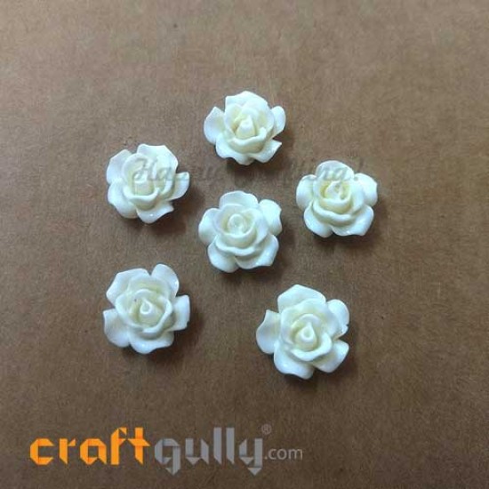 Flatback Resin 12mm - Flower #5 - Off White - Pack of 6