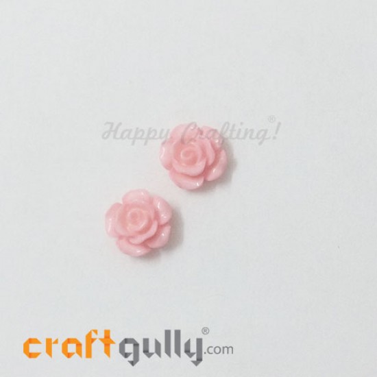Resin Rose 13mm - Baby Pink - Pack of 2 Resin Rose 13mm - Baby Pink - Pack of 2