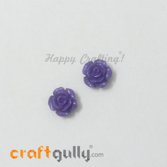 Resin Rose 13mm - Purple - Pack of 2