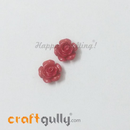 Resin Rose 13mm - Red - Pack of 2 Resin Rose 13mm - Red - Pack of 2