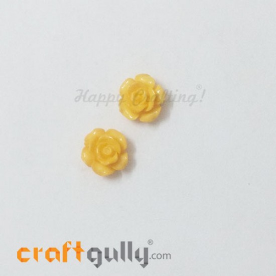 Resin Rose 13mm - Golden Yellow - Pack of 2