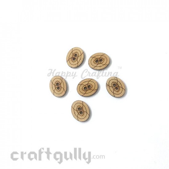 MDF Buttons #5 - 15mm Oval - 6 Buttons