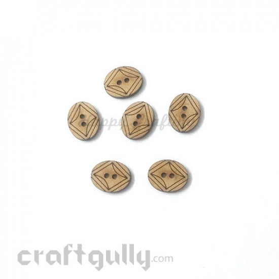 MDF Buttons #6 - 15mm Oval - 6 Buttons
