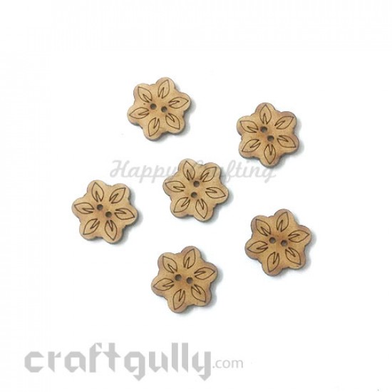 MDF Buttons #9 - 18mm Flower - 6 Buttons