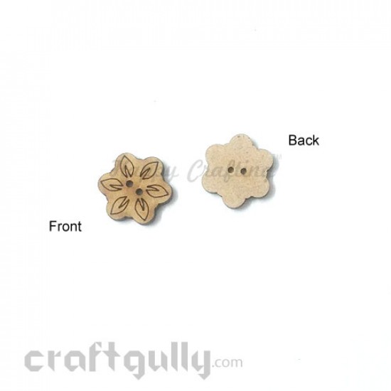 MDF Buttons #9 - 18mm Flower - 6 Buttons