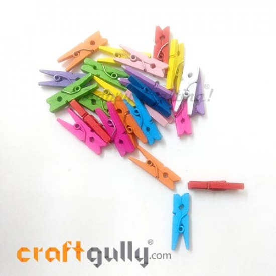 Wooden Clips 25mm - Assorted - 25 Clips