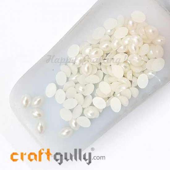 Flatback Pearls 8mm Oval - Ivory - 10gms