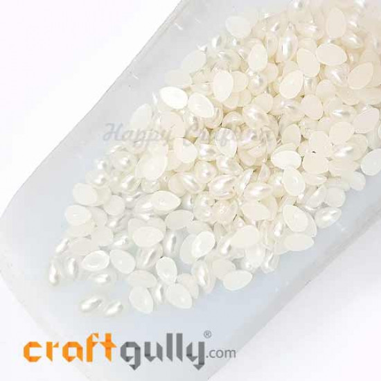 Flatback Pearls 6mm Drop - Ivory - 10gms