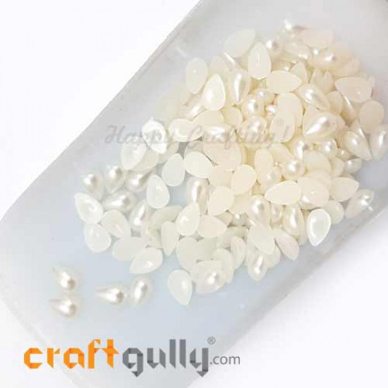 Flatback Pearls 7mm Drop - Ivory - 10gms