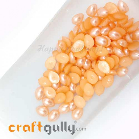 Flatback Pearls 8mm Egg - Salmon Pink - 10gms