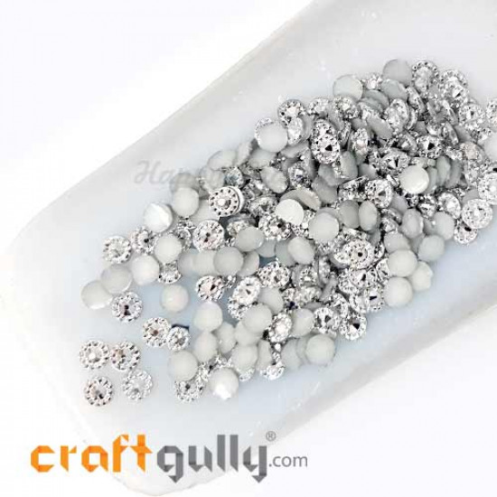 Flatback Acrylic 5mm - Round Bindi - White Silver - 5gms