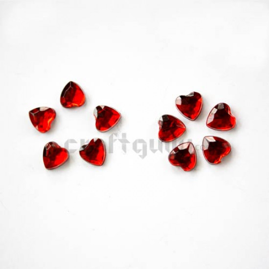 Rhinestone - Heart - Red (Pack of 10)