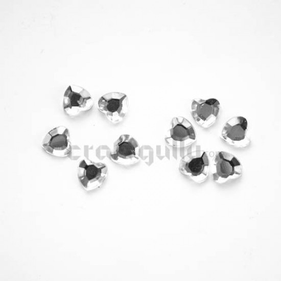 Rhinestone - Heart - White (Pack of 10)