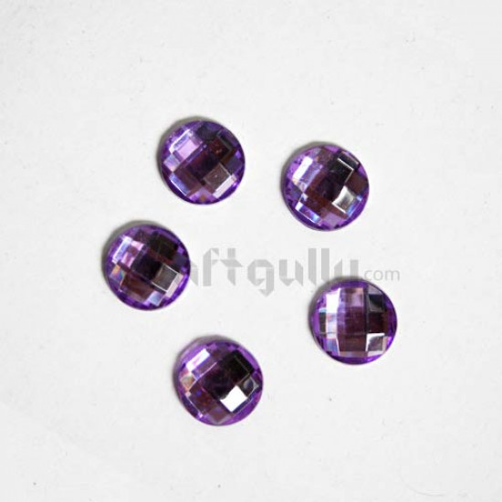 Rhinestone - Round - Purple (Pack of 5)