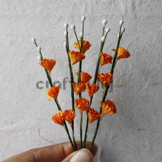 Paper Flowers - Deco Sprig - Orange