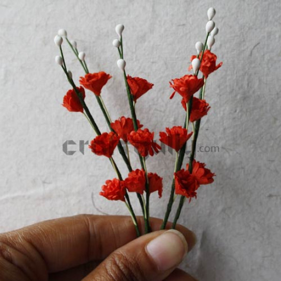 Paper Flowers - Deco Sprig - Red