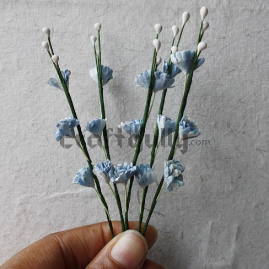 Paper Flowers - Deco Sprig - Blue Shaded