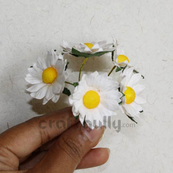Paper Sunflowers Big - Bunch of 5 - White