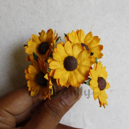 Paper Sunflowers Big - Bunch of 5 - Yellow