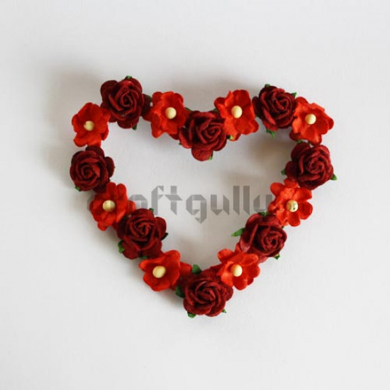 Paper Wreath - Mini Heart - Red