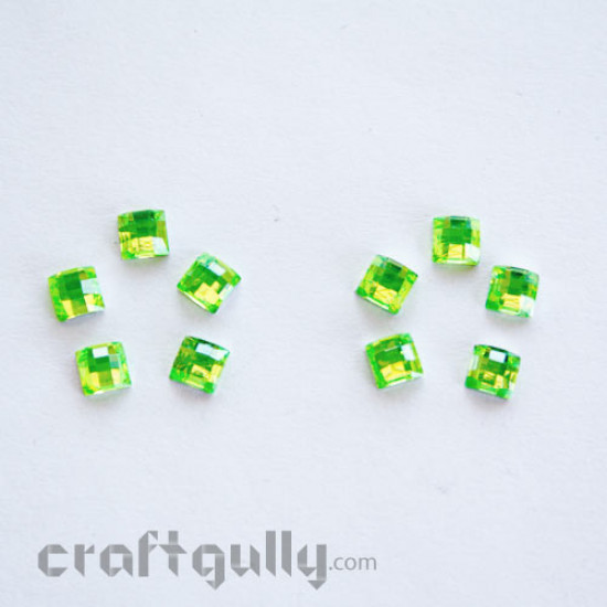 Rhinestones 5mm - Square - Green - Pack of 10