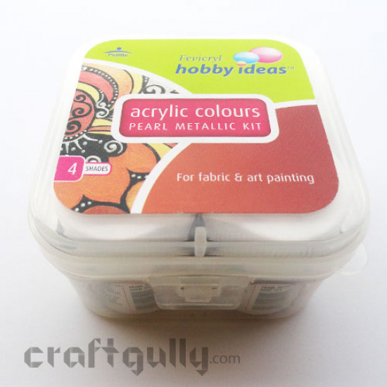 Fevicryl Hobby Ideas Acrylic Colors (Pearl Metallic Kit)