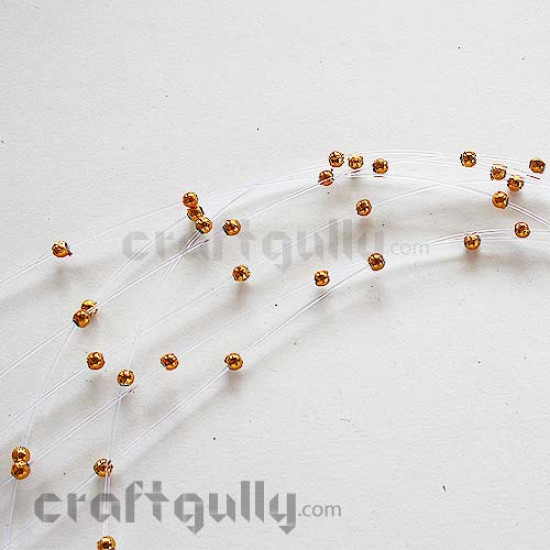 Decorative Wire - Clear With Golden Beads (Dual Finish) - Pack of 10