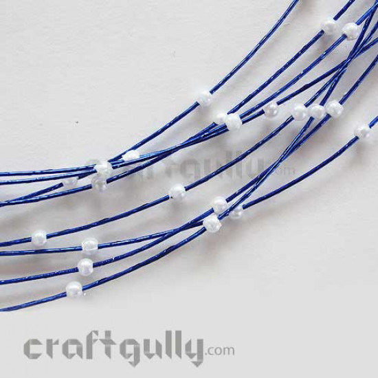 Decorative Wire - Blue With Pearl Beads (Pack of 10)
