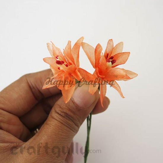 Artificial Flowers - Organza - Orange - Pack of 2