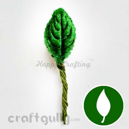 Leaves with Stem #2 - Velvet - Bottle Green - Pack of 12