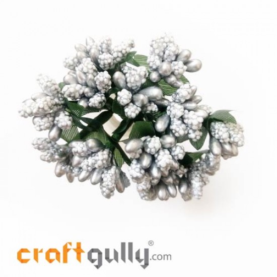 Pollen - Stamen Cluster - Silver - Pack of 10