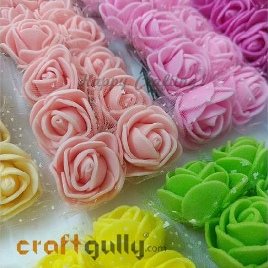 Artificial Flowers Foam 20mm - Rose - White - Pack of 12