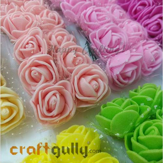 Foam Flowers - Rose 20mm - Turquoise - Pack of 12