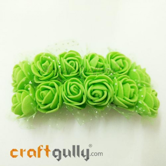 Artificial Flowers Foam 20mm - Rose - Light Green - Pack of 12