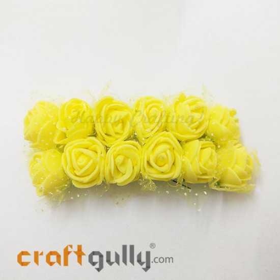 Artificial Flowers Foam 20mm - Rose - Sunflower Yellow - Pack of 12 Artificial Flowers Foam 20mm - Rose - Sunflower Yellow - Pack of 12