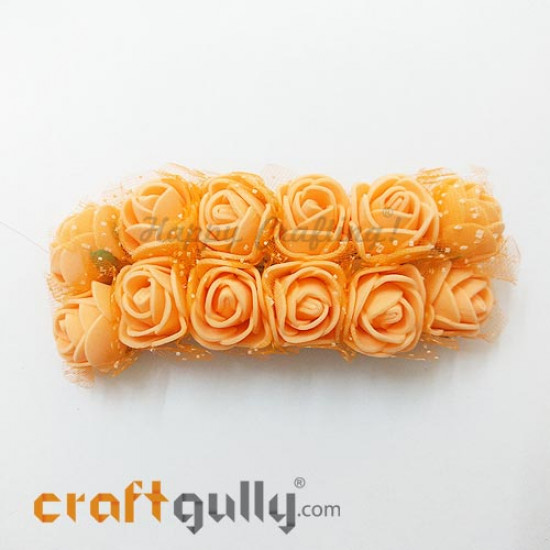 Artificial Flowers Foam 20mm - Rose - Light Orange - Pack of 12 Artificial Flowers Foam 20mm - Rose - Light Orange - Pack of 12