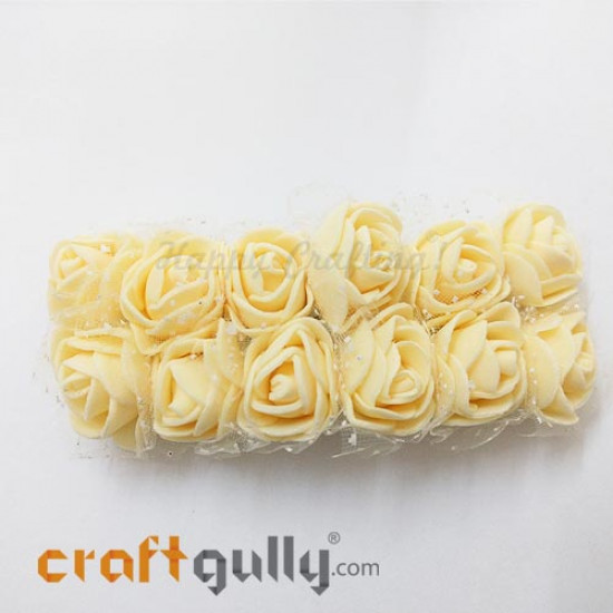 Artificial Flowers Foam 20mm - Rose - Cream - Pack of 12