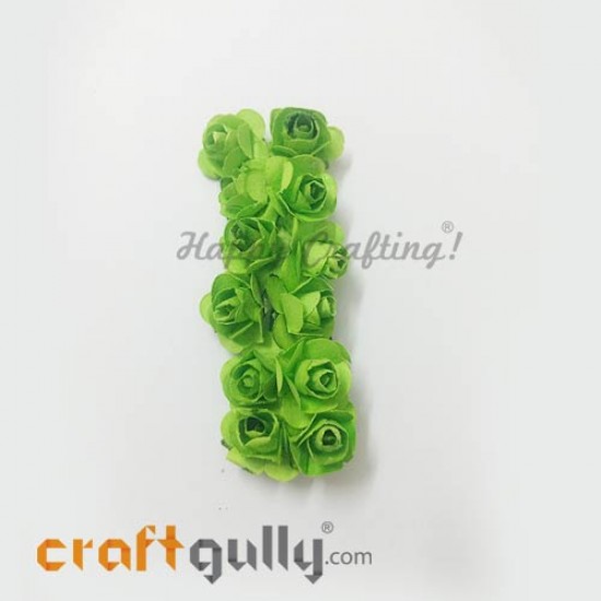 Paper Flowers 18mm - Rose - Green - 12 Roses Paper Flowers 18mm - Rose - Green - 12 Roses