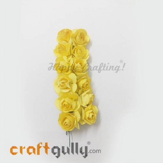 Paper Flowers 18mm - Rose - Sunflower Yellow - 12 Roses Paper Flowers 18mm - Rose - Sunflower Yellow - 12 Roses