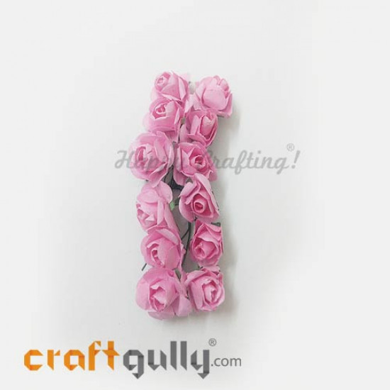 Paper Flowers 18mm - Rose - Pink - 12 Flowers