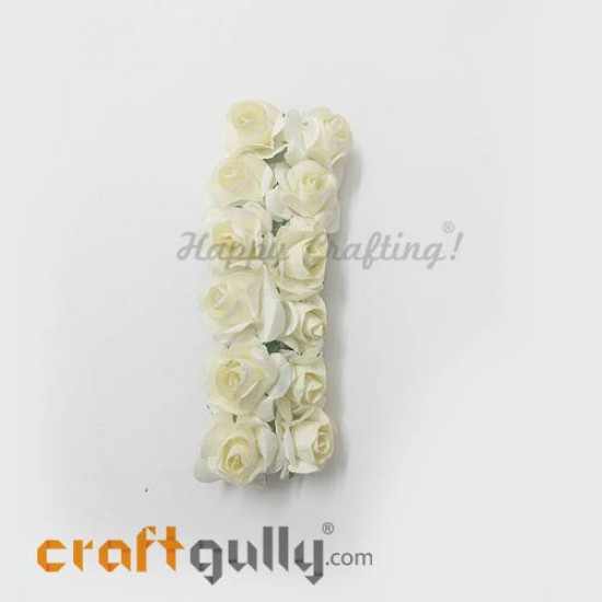 Paper Flowers 18mm - Rose - Off White - 12 Roses Paper Flowers 18mm - Rose - Off White - 12 Roses